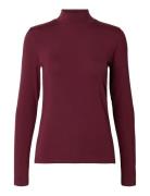 Selected Slfmanja Ls High Neck Noos Burgundy