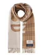Mads Nørgaard Woven Wool Logo Scarf Brun