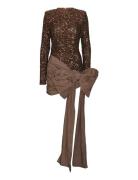 ROTATE Birger Christensen Sequins Bow Mini Dress Brun