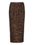 ROTATE Birger Christensen Sequin Pencil Skirt Brun