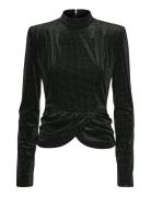 ROTATE Birger Christensen Velvet Draped Top Svart
