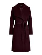 Lauren Ralph Lauren Belted Wool-Blend Wrap Coat Burgundy