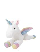 Teddykompaniet Liggande Enhörning, Regnbågsfärgad, 60Cm Vit