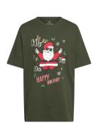 Jack & J S Jjchristmas Tee Ss Crew Neck Jnr Khaki Green