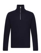 Lindbergh Lambswool Half Zip Knit Over Co Marinblå
