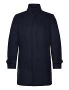 Lindbergh Recycled Wool Funnel Neck Coat Marinblå