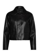 Mango Faux Leather Effect Jacket With Pockets Svart