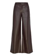 Mango Straight-Leg Leather-Effect Trousers Brun