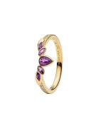 Pandora Disney Frozen Anna 14K Gold-Plated Ring With Violet Purple Cry...