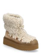 Tory Burch Mellow Shearling Lace Up Boot Beige