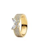 Pandora Butterfly 14K Gold-Plated Ring With Clear Cubic Zirconia Guld