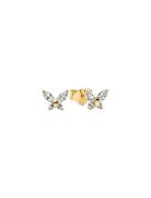 Pandora Butterfly 14K Gold-Plated Stud Earrings With Clear Cubic Zirco...
