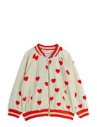 Mini Rodini Hearts Aop Velour Baseball Cardigan Röd