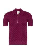 Calvin Klein Aop Textured Ss Top Burgundy