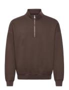 Abercrombie & Fitch Essential Half Zip Mock Brun