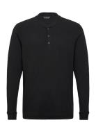 Abercrombie & Fitch Long Sleeve Classic Waffle Henley Svart