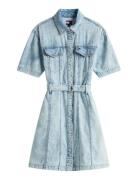 Tommy Jeans Belted Ss Trucker Denim Dress Blå