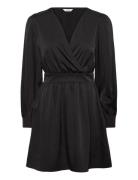 Bubbleroom Wrap Satin Dress Svart