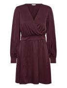 Bubbleroom Wrap Satin Dress Burgundy