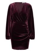 Bubbleroom Velvet Wrap Dress Burgundy
