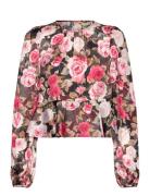 By Ti Mo Satin Flounce Top Multi/patterned