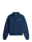 Tommy Hilfiger Th Script Half Zip Terry Swtshrt Marinblå