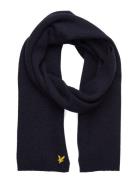 Lyle & Scott Lambswool Ribbed Scarf Marinblå