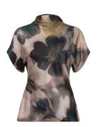 Malina Otilia Draped Half Polo Top Multi/patterned