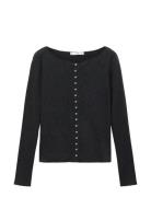 Mango Boat Neck Cardigan With Buttons Grå