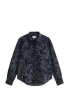 GANT Reg Floral Print Ctn Silk Ls Shirt Marinblå