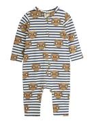 Mini Rodini E.t Stripe Aop Jumpsuit Vit