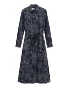 GANT Floral Print Ls Shirt Dress Marinblå