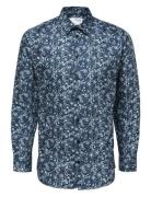 Selected Slhslim-Ethan Shirt Ls Aop Noos Blå