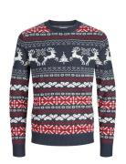 Jack & J S Jjxmas Frosty Knit Crew Neck Jnr Marinblå