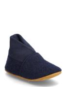 En Fant Wool Slippers W. Rib Marinblå