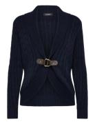 Lauren Ralph Lauren Buckle-Trim Cable Shawl-Collar Cardigan Marinblå