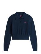 Tommy Jeans Tjw Fluffy Polo Sweater Marinblå