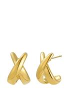 Bud To Rose Cross Earring Gold Guld