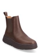 FitFlop F-Mode Leather Flatform Chelsea Boots Brun