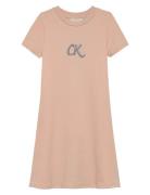 Calvin Klein Metallic Print Ls A-Aline Dress Rosa