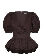 ROTATE Birger Christensen Puff Sleeve Bubble Top Brun